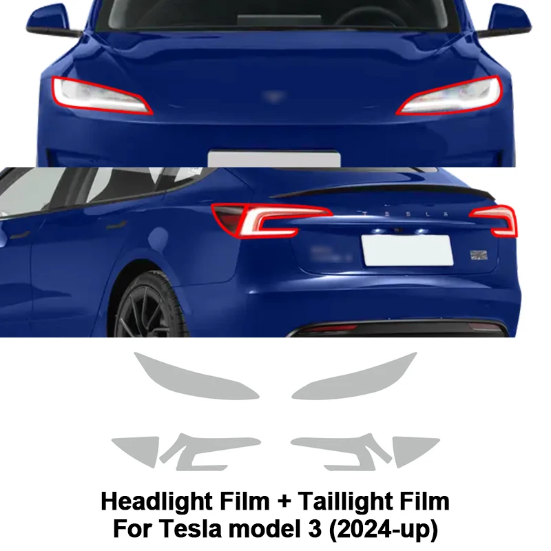 

For Tesla Model 3 Highland 2024 TPU PPF Car Headlight Rear View Mirror Pre-cut Paint Protection Film Transparent Sticker