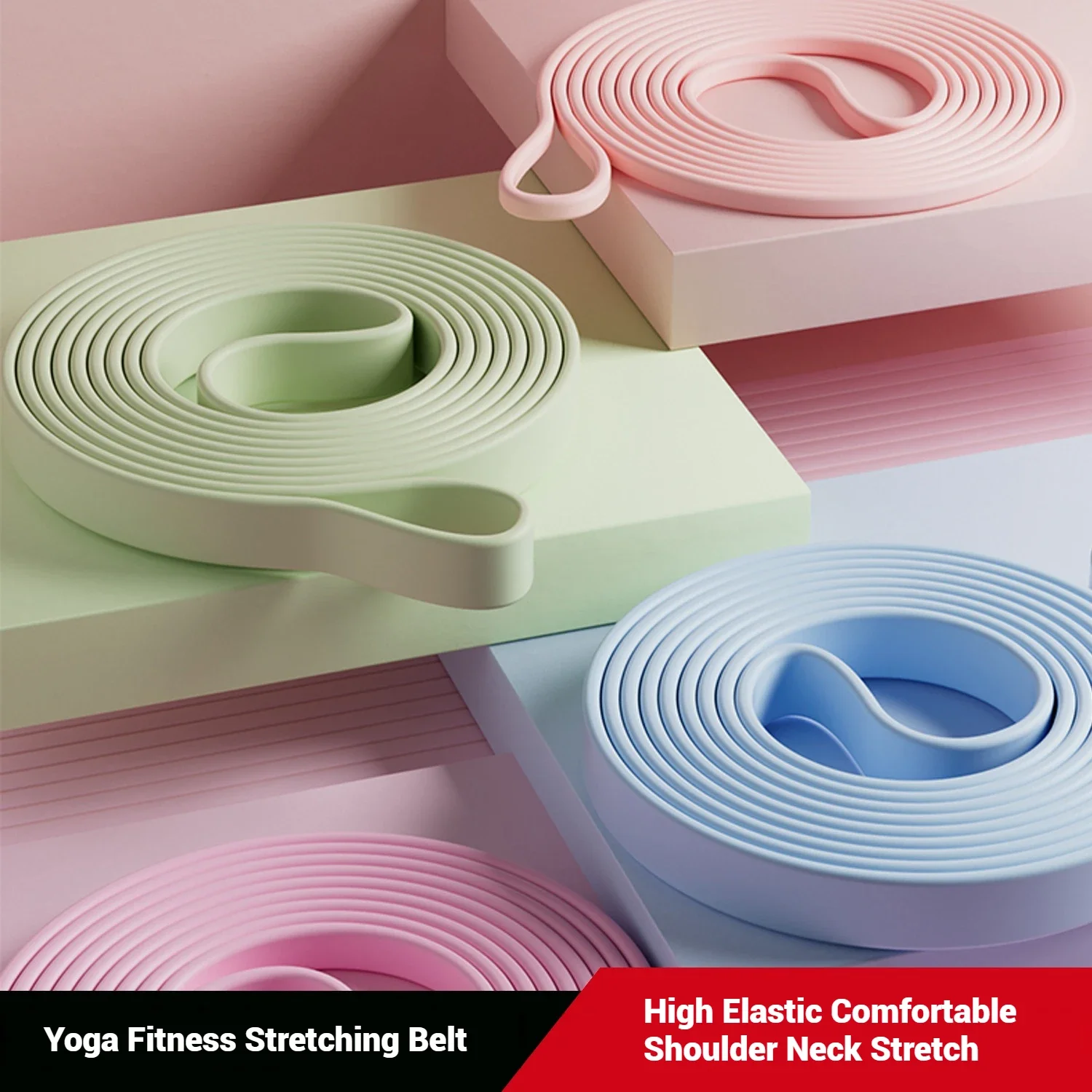 WOSWEIR-Ladies Silicone Fitness Stretch Band for Yoga Resistance Training Tensile Stretching Pull-Up Assisted Exercise Band