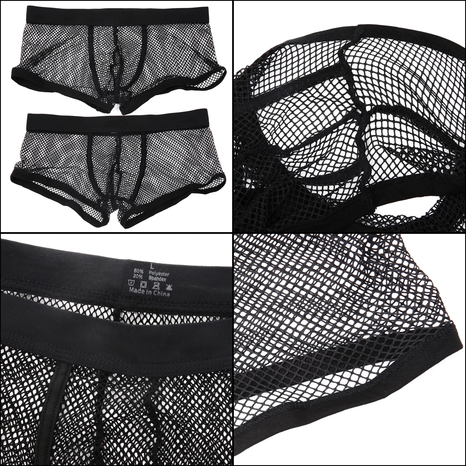 เซ็กซี่ตาข่าย Boxers ชุดชั้นในผู้ชายกางเกงชั้นในดูผ่านโปร่งใสเอวต่ําชุดนอน Boxer Shorts Boxershorts กางเกงใน