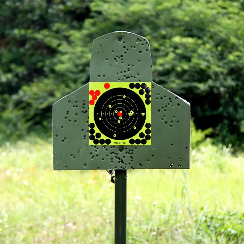 10 Pcs 8-Inch Splatter Target Sticker Self Adhesive Bullseye Fluorescent Yellow Shoot Target for Outdoor Indoor Shoot Practice