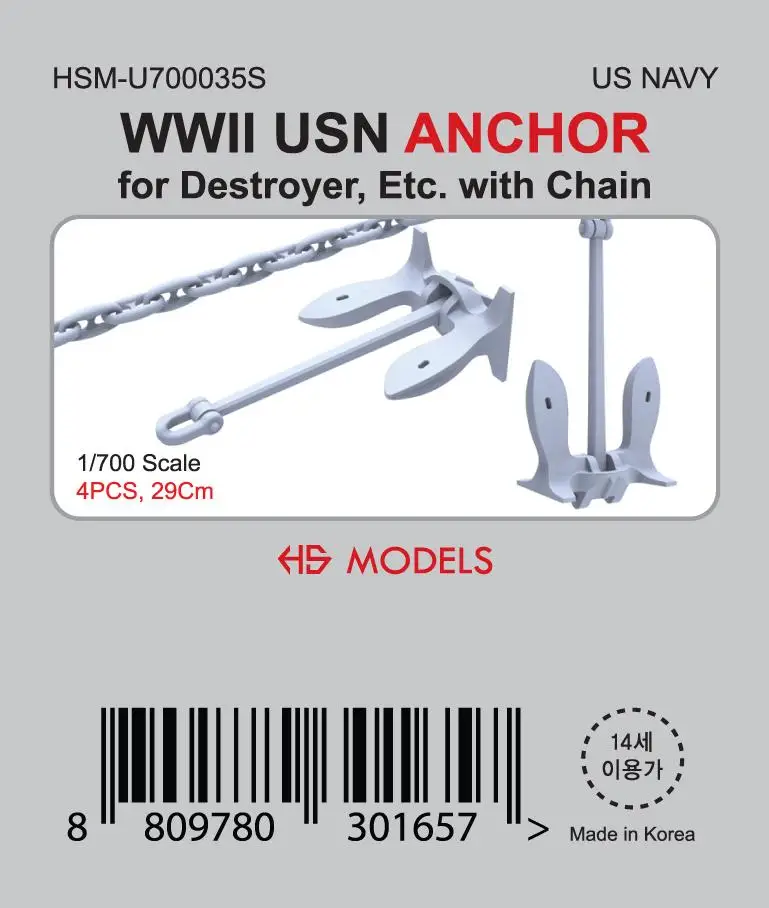 

HS-MODEL U700035S 1/700 WWI USN ANCHORfor Destroyer и т. д. С цепочкой