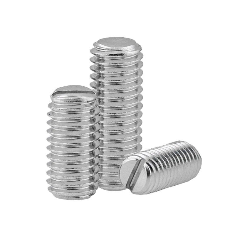 10/ 20/ 50pcs M2 M2.5 M3 M4 M5 M6 M8 304 Stainless Steel Slotted Head Set Screw Flat Point Set Grub Screw Headless Set Screws