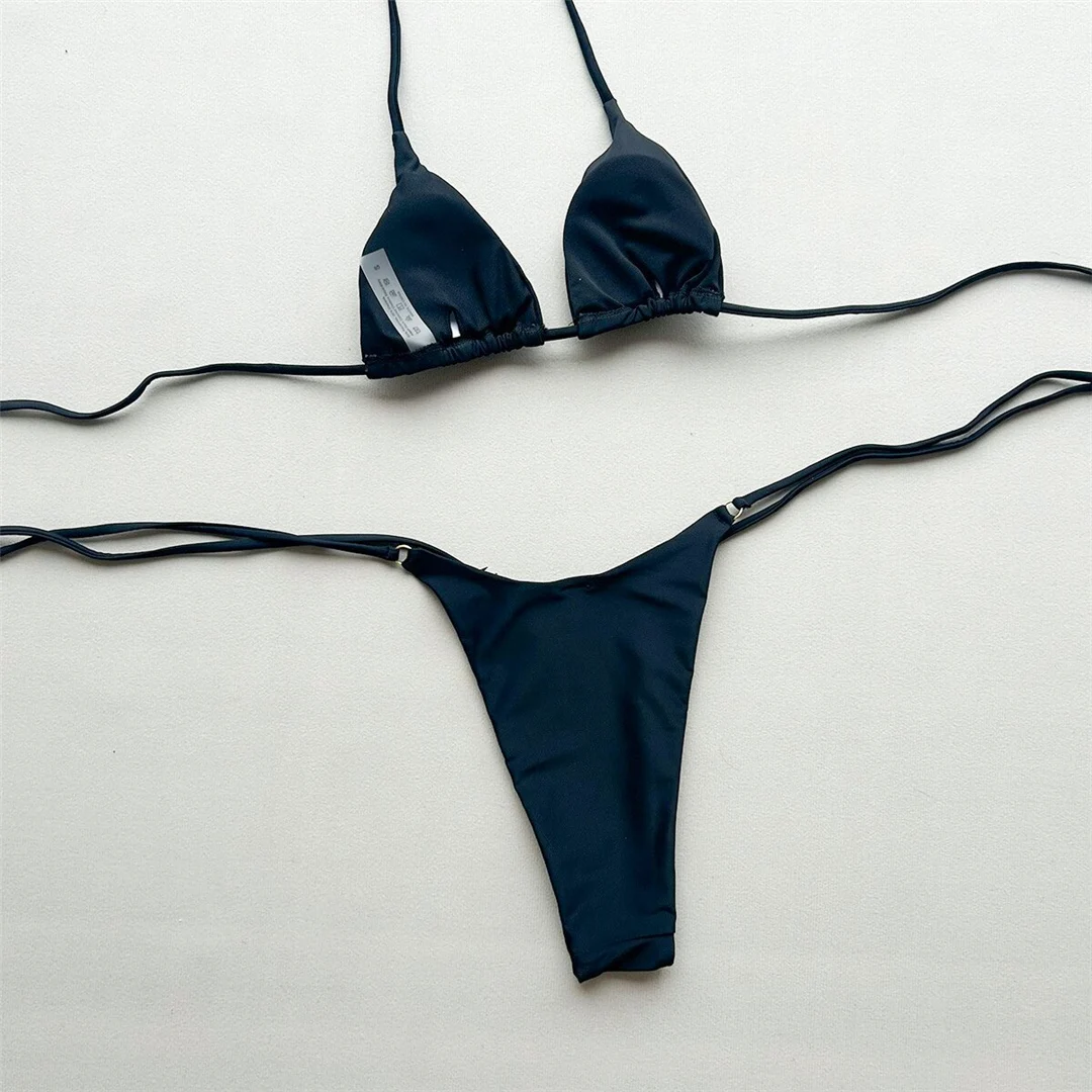 2026 Metallring-Halter-Bikini Damen-Badeanzug Zweiteiliger Bikini-Set mit Riemen und Polsterung Badebekleidung Badeanzug V8168 – Detail 6