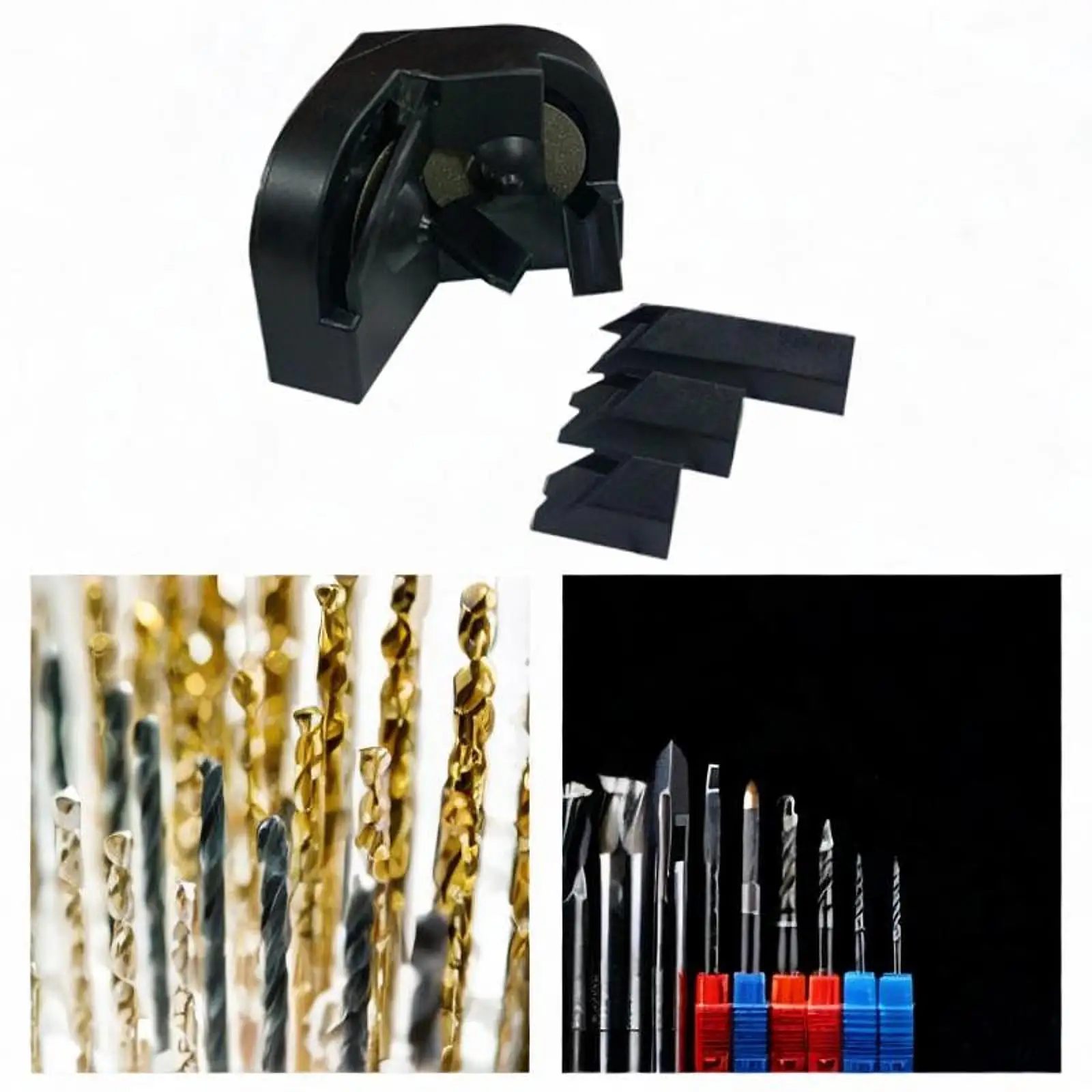 Drill Bit Sharpener with 3 Blocks Professional Portable Universal Wear Resistant Tool Compact for Craftsmen