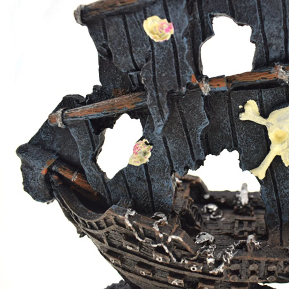 

Artificial Sunken Ship Resin Decoration Broken Ship Aquarium Fish Tank Landscape Ornament for Aquariums Fish Tank Decoration