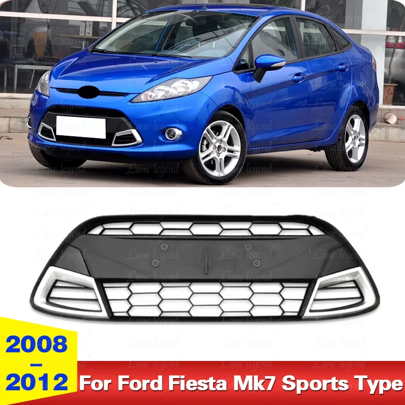 Front Bumper Grill Lower Grille for Ford Fiesta Mk7 2008 2009 2010 2011 2012 ABS Racing Centre Grille cars accessories