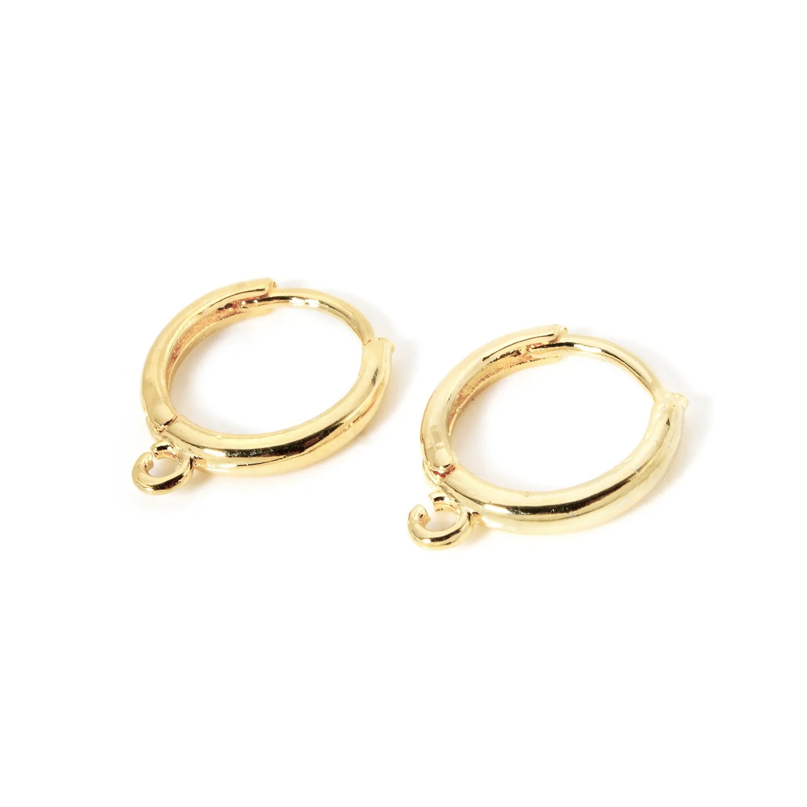 2700pcs Brass Hoop Earrings 14K Real Gold Plated Round With Loop 14mm x 12mm, Post/ Wire Size: 1mm(18 gauge)