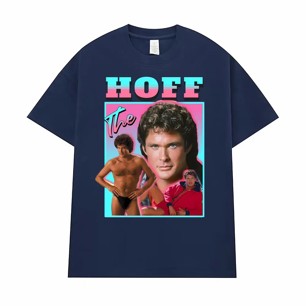 Hoff David Hasselhoff Homage Graphic T-shirt Men's Women Fashion Humor T Shirt Streetwear Short Sleeves Oversized Loose T-shirts