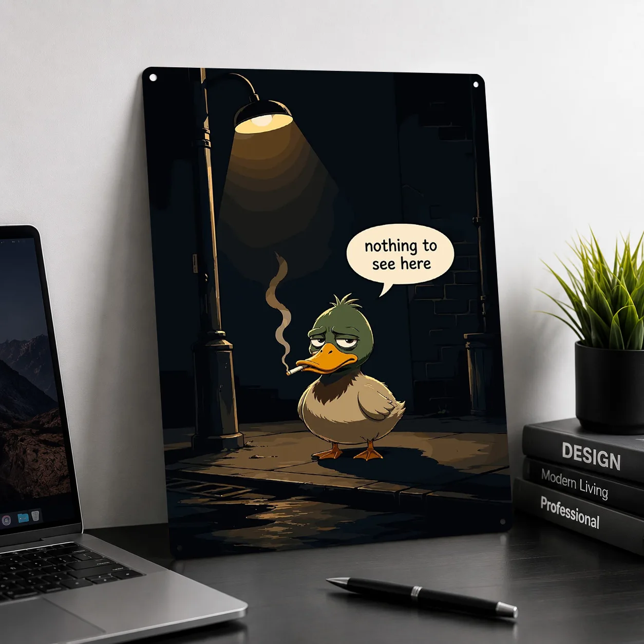 Funny Duck Cartoon Meme - Nothing To See Metal Poster Perfect Gift for Fans Lovers Personalized Wall Art Metal Sign for House