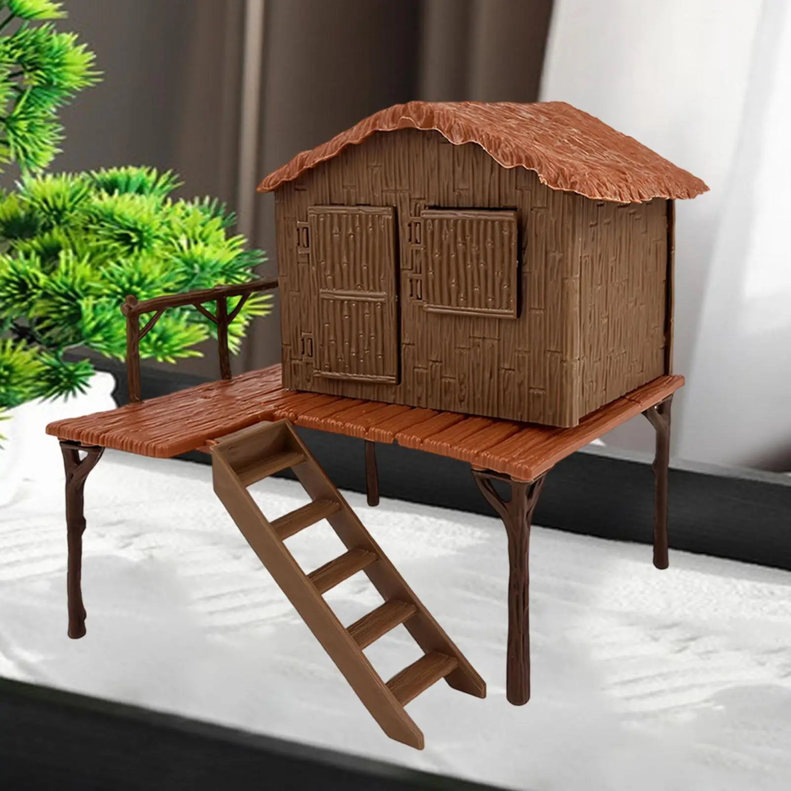 Kit de modelo de casa, telhado de palha, modelo de cena de casa, mini para hobby, mesa de areia, cenário ferroviário