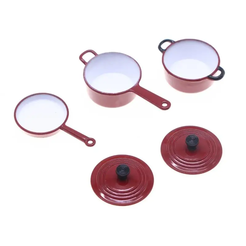 3Pcs/Lot 1:12 Dollhouse Miniature Cookware Alloy Cooking Pots And Pans Set Toy for Children's Dollhouse Decoration Accessories