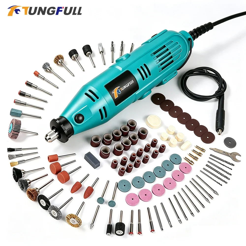 TUNGFULL 6-Speed Mini Drill Grinder Kit Mini Electric Drill Engraver Cutting Grinding Polishing Tool for DIY Wood Metal