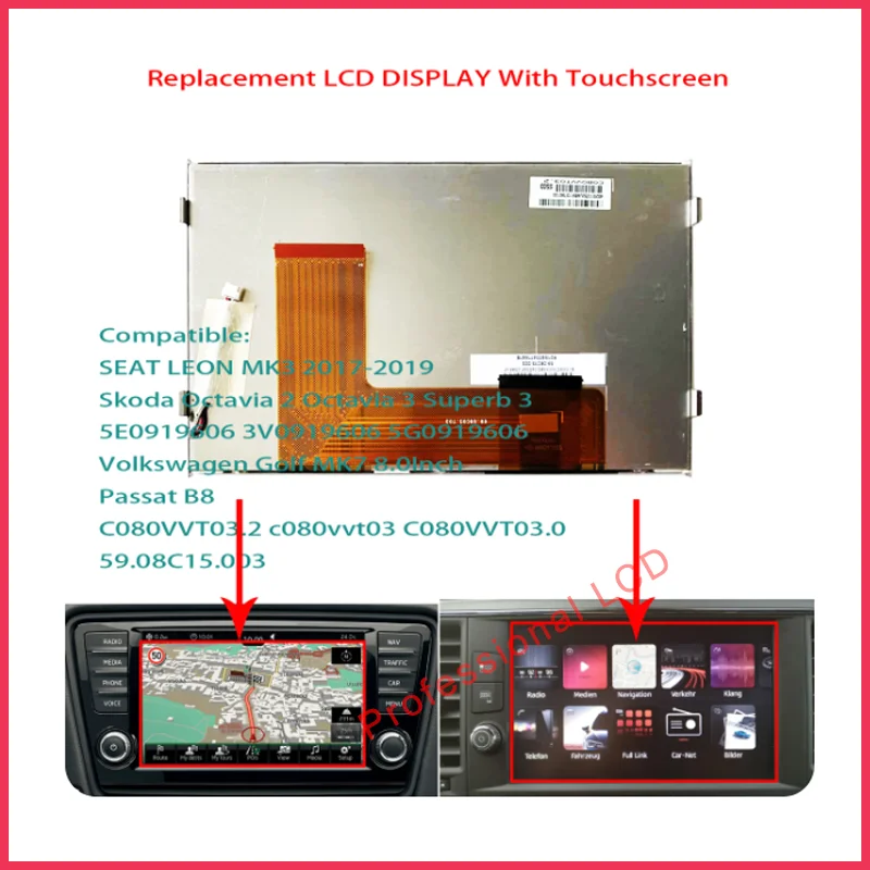 

Сменный ЖК-экран для C080VVT03.2 C080VVT03.0 для автомобильного GPS-навигационного ЖК-монитора