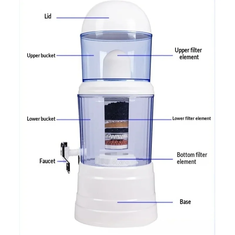 All In One Gravity Water Purifier Bucket Water Dispenser For Home Use Direct Drink Filter System Removes Impurities Healthy Clea