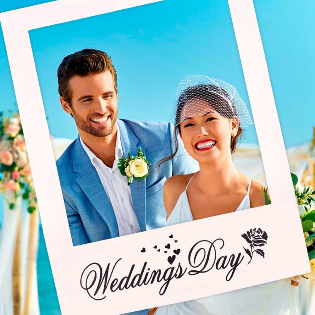 

3pcs Couple Photo Frame Wedding Props White Paper Fashion Party Costume Ball Activities Picture Frame Prop Photo