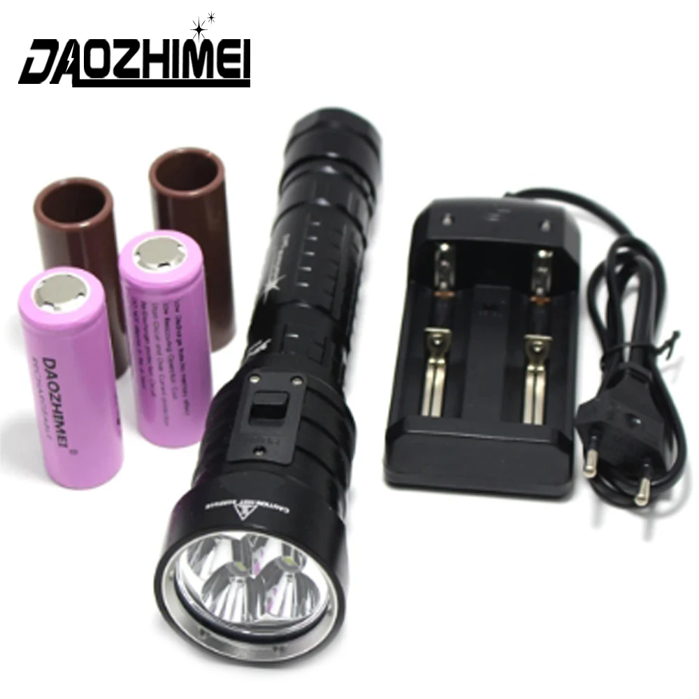 Ultra Bright LED Diving Flashlight White/Yellow Dive Torch 3 modes Scuba Dive Lamp 26650 Diving Flash Light