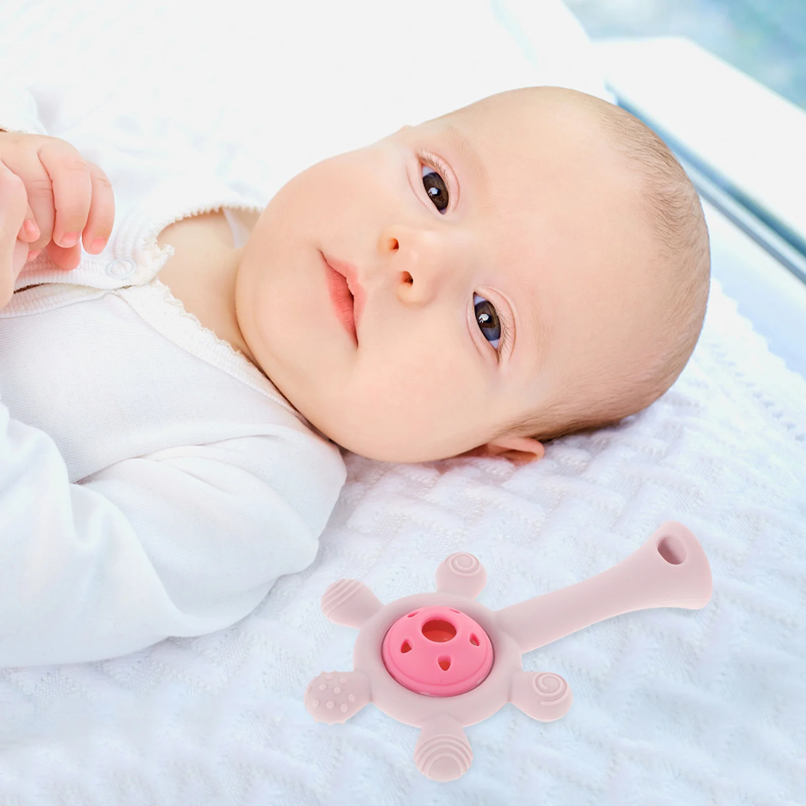 1 stks Baby Bijtring Zachte Siliconen Baby Bijtring Met Rammelaar Voor Rustgevend Tandvlees Reuzenrad Ontwerp Voor Zintuiglijke Stimulatie -