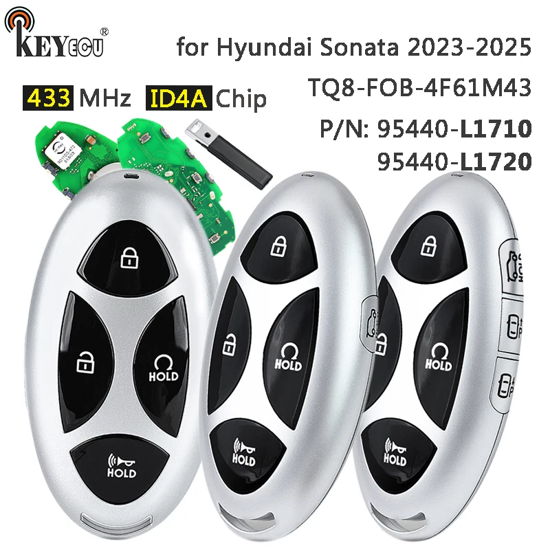 

KEYECU 433MHz ID4A Chip 95440-L1710 95440-L1720 TQ8-FOB-4F61M43 Keyless-Go Smart Remote Key Fob for Hyundai Sonata 2023-2025