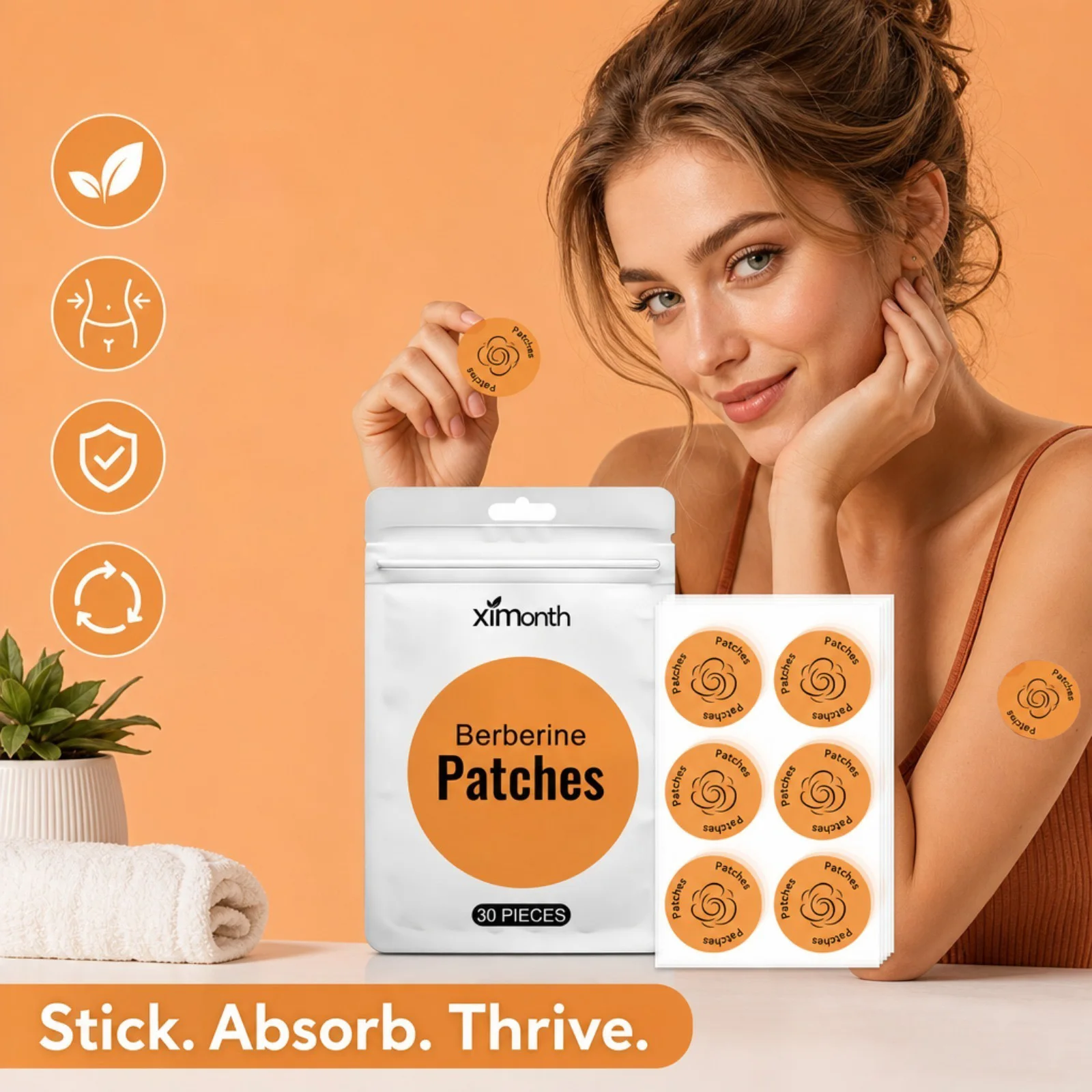 30Pcs Berberine Patches Highlights Body Contours light Management Assistance Energy SupportEasy To Use Body Loss Sticker