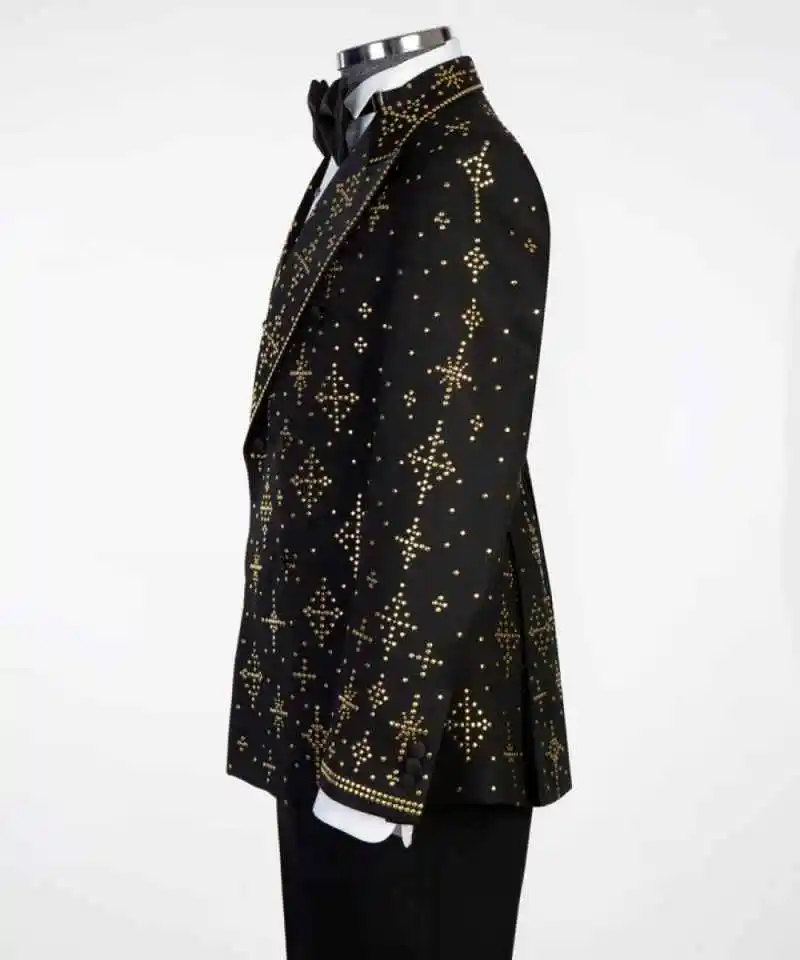 Mode Hochzeit Männer Anzug Party Anzüge Kristall 2-teilig Mantel Hosen Maßgeschneiderte Bräutigam Smoking Formelle Anlässe Tragen Größe Angepasst