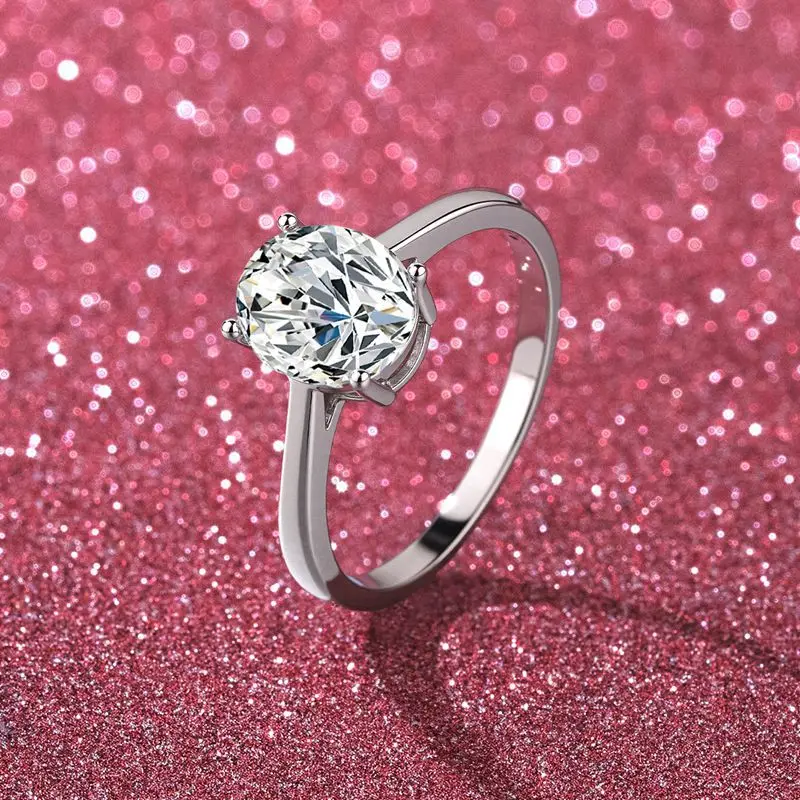 Proposal Love Token Four-claw Dove Egg Ring 2 Carat For Women, Moissanite PT950 Platinum Luxurious Commemorative Ring
