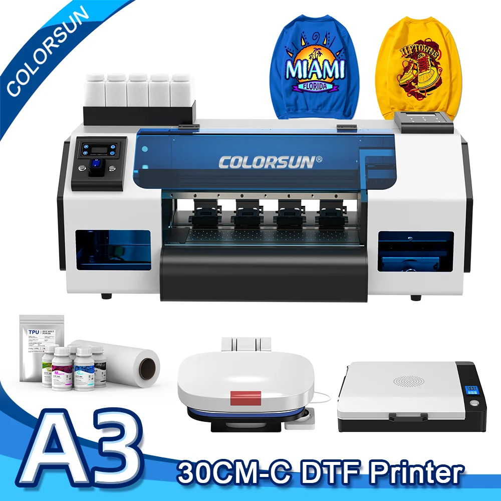 Colorsun A3 DTF Printers XP600 impresora A3 dtf T-shirt Printing Machine Dual head High speed A3 DTF Printer ForT-Shirt Hoodies