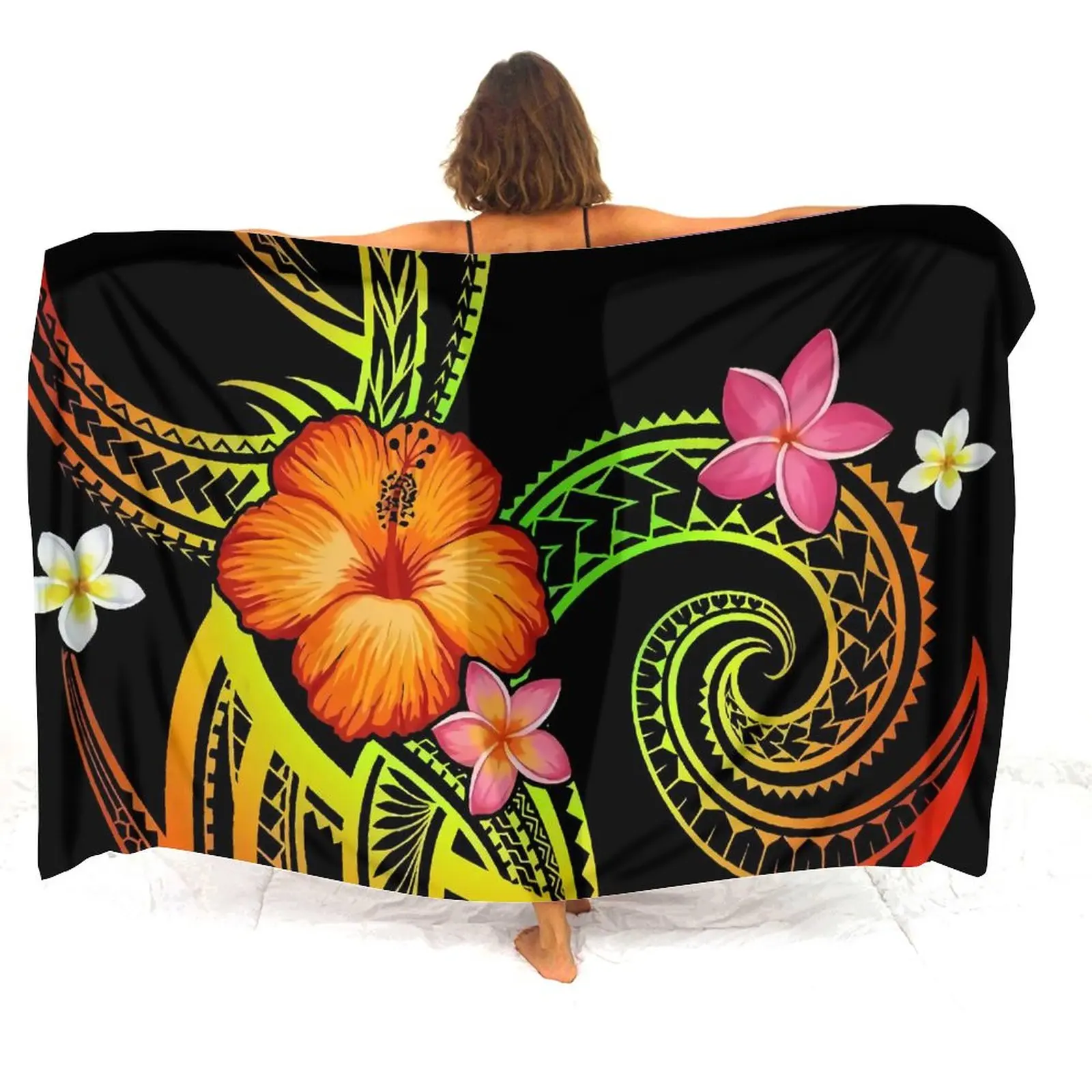 Polynesian Art Print Sarong Ladies Beach Wrap With Wind Scarf Bikini Coat Sarong 2023 Summer Seaside Party Sarong