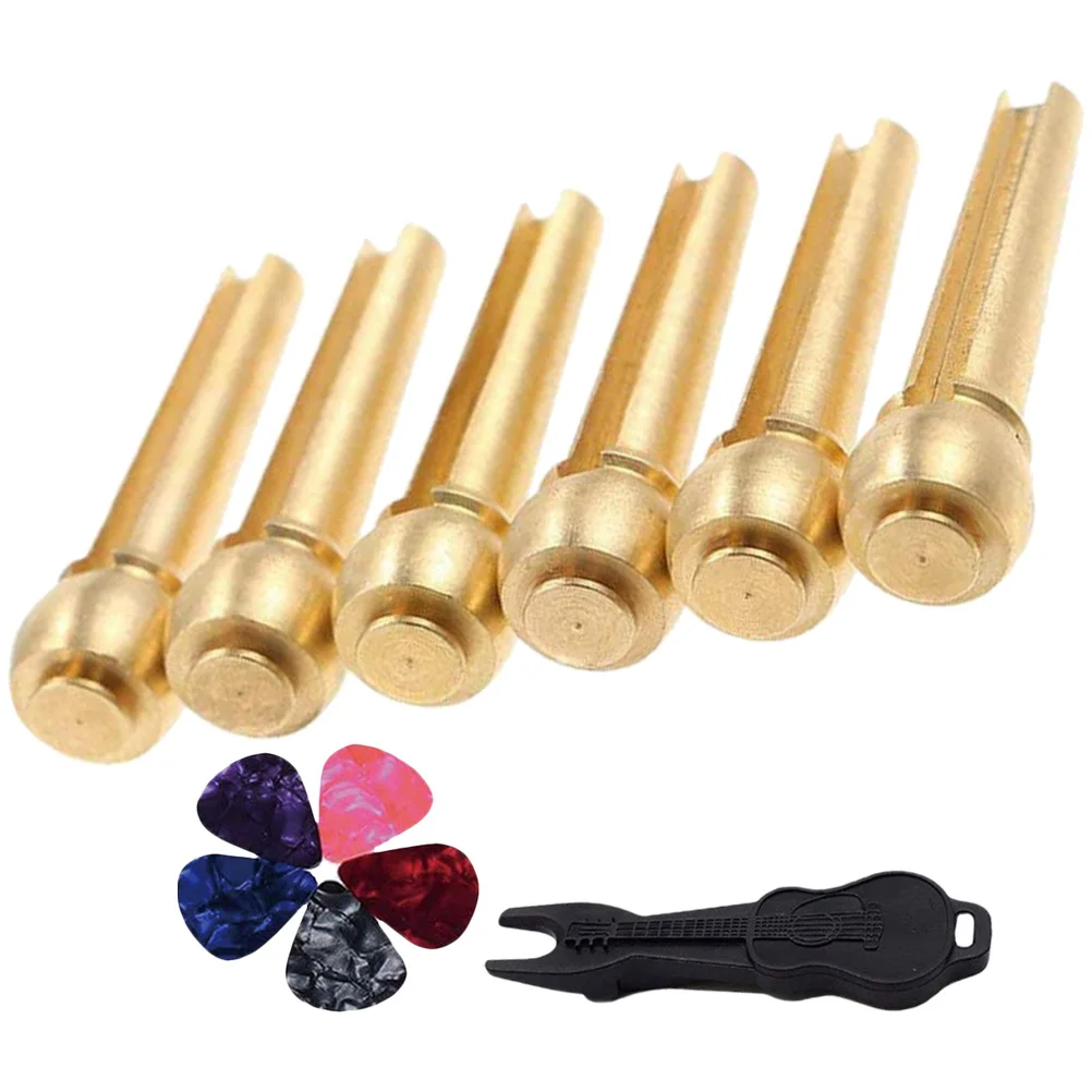 

1 set 1 Set Guitar Bridge Pins Picks Replacement Kit For Acoustic Electric Guitar String Fixing Parts Copper Material Durable