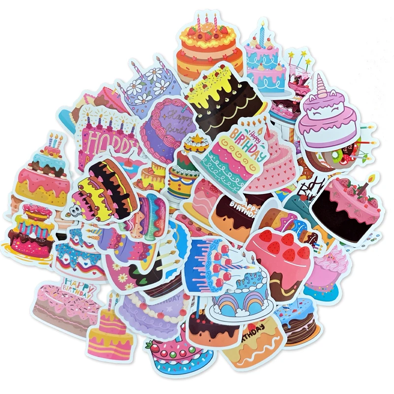 

100 шт. кавайные наклейки для торта на день рождения, украшения «сделай сам», пенал для ручного счета, мультяшные граффити, торт, десертные наклейки, детские игрушки, подарок