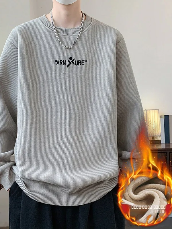 

Thiened Fce round Ne Knitted Sweater for Teens And Young Adults Winter Casual Warm Polyester Fiber Student Faion