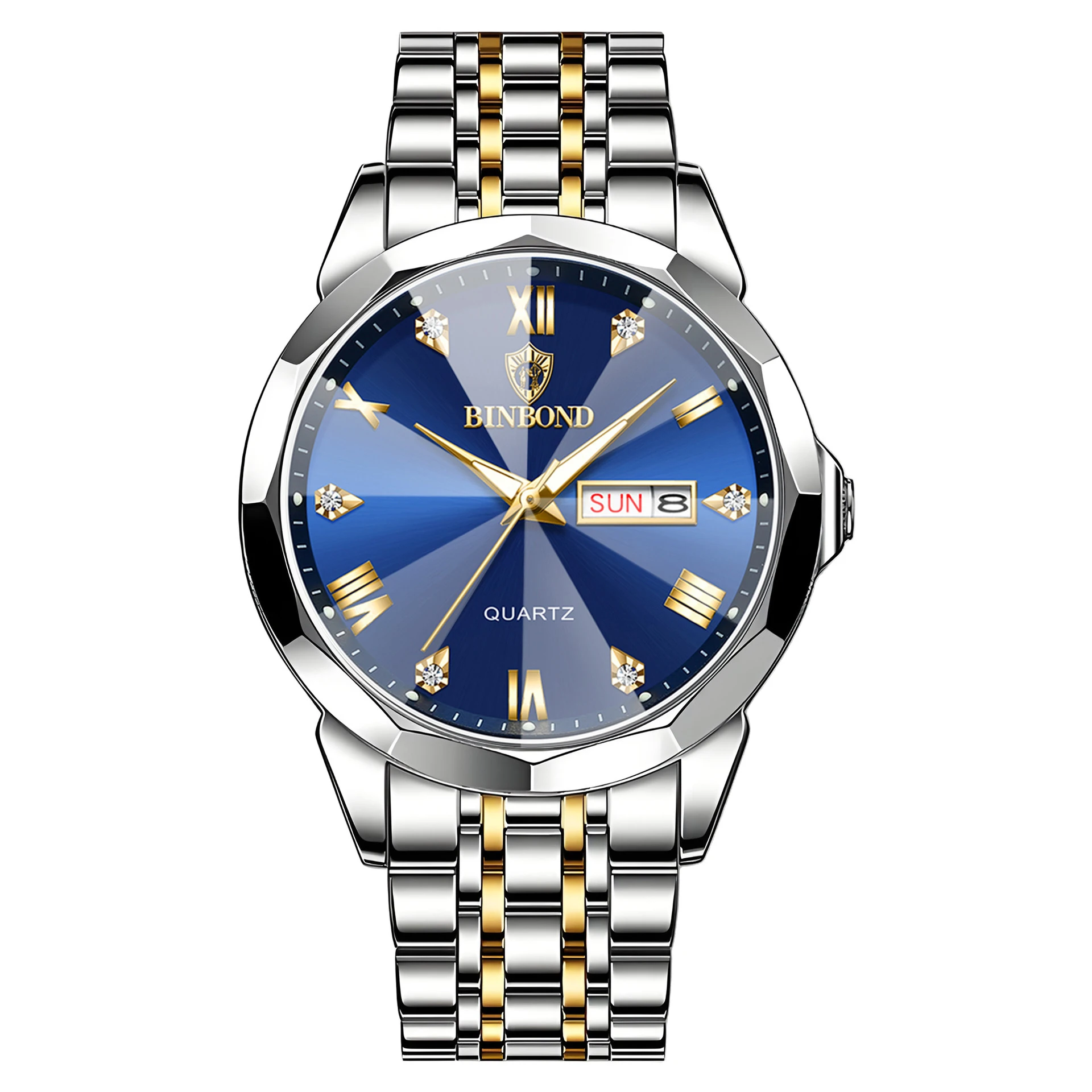 

ZH145 Модные мужские часы, водонепроницаемые и светящиеся кварцевые часы с двойным календарем, деловые часы, подарки, мужские часы