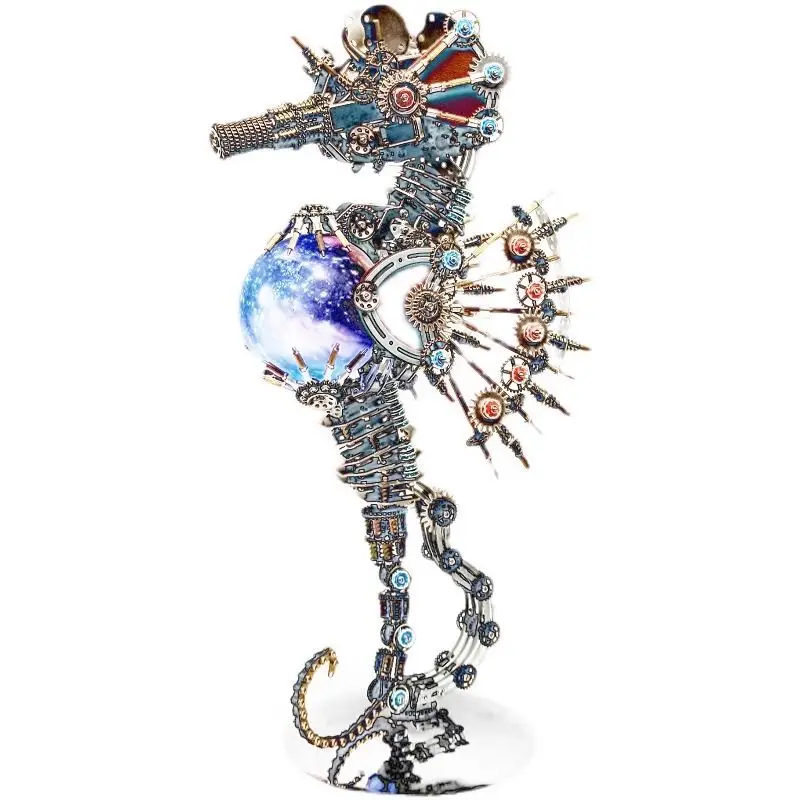 Metal assembly hippocampus model mechanical toy ornament precision