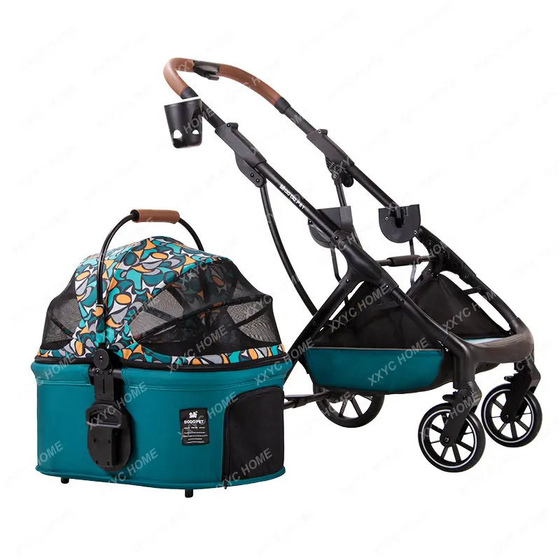 Pet Stroller Portable Foldable Dog Walking Cart Dog Cat out Small and Medium-Sized Dogs Detachable Trolley