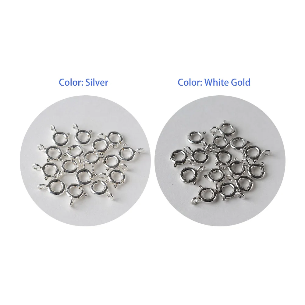 925 Sterling Silver Spring Ring Clasp with Open Jump Ring, 5-8mm Spring Ring Clasps with Open Ring For Jewelry Making Findings