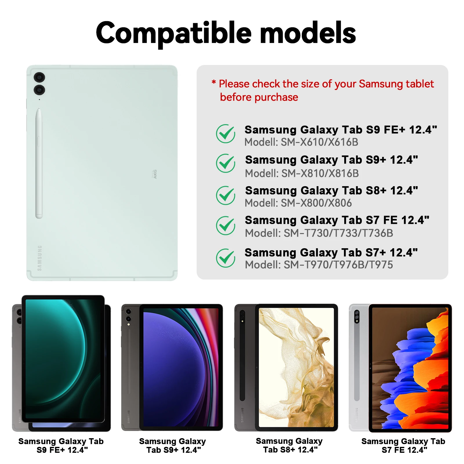 삼성 탭용 매직 키보드, 플로팅 캔틸레버 마그네틱 스탠드, 멀티 터치 트랙패드, 백라이트 S 펜꽂이, S9 +, S9 FE, S8, S7