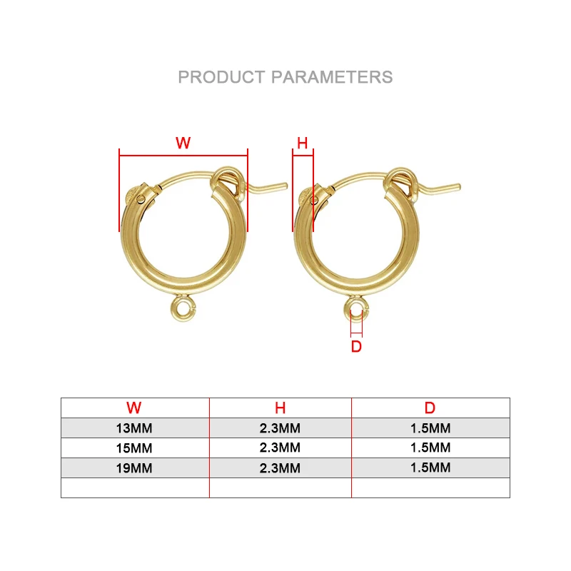 Imagem -06 - Argola Eurowire Cheia de Ouro 14k Real com Anel Aberto 13 mm 15 mm 19 mm Fio de Orelha de Ouro para Fazer Jóias Brincos Faça Você Mesmo Feitos à Mão