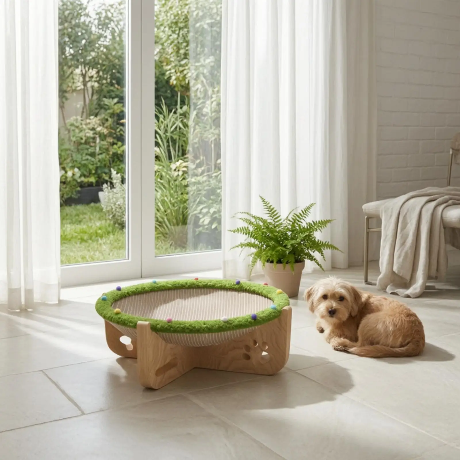 Lit de repos pour chat avec hamac, griffoir surélevé, base respirante pour animaux de compagnie, pour chats, petits animaux, salon