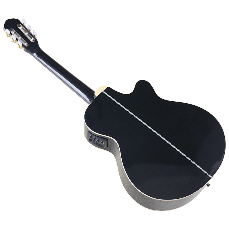 Left Hand Electric Classic Guitar 39 Inch 6 String High Gloss Classical Guitar Natural & Black Color