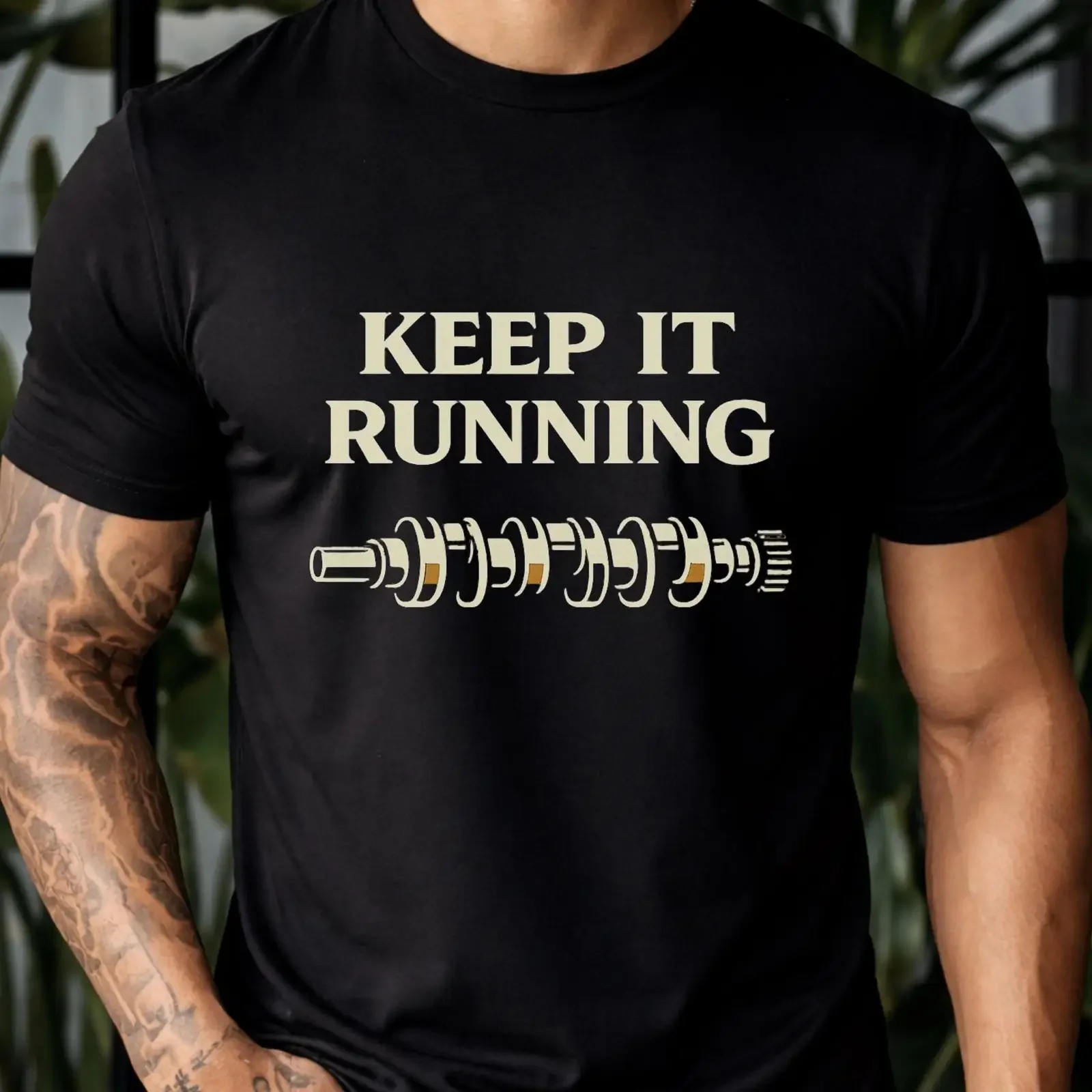Keep It Running Mechanic T Shirt Crankshaft Automotive Repair vintage Washed Stylish Slightly Stretched graphic