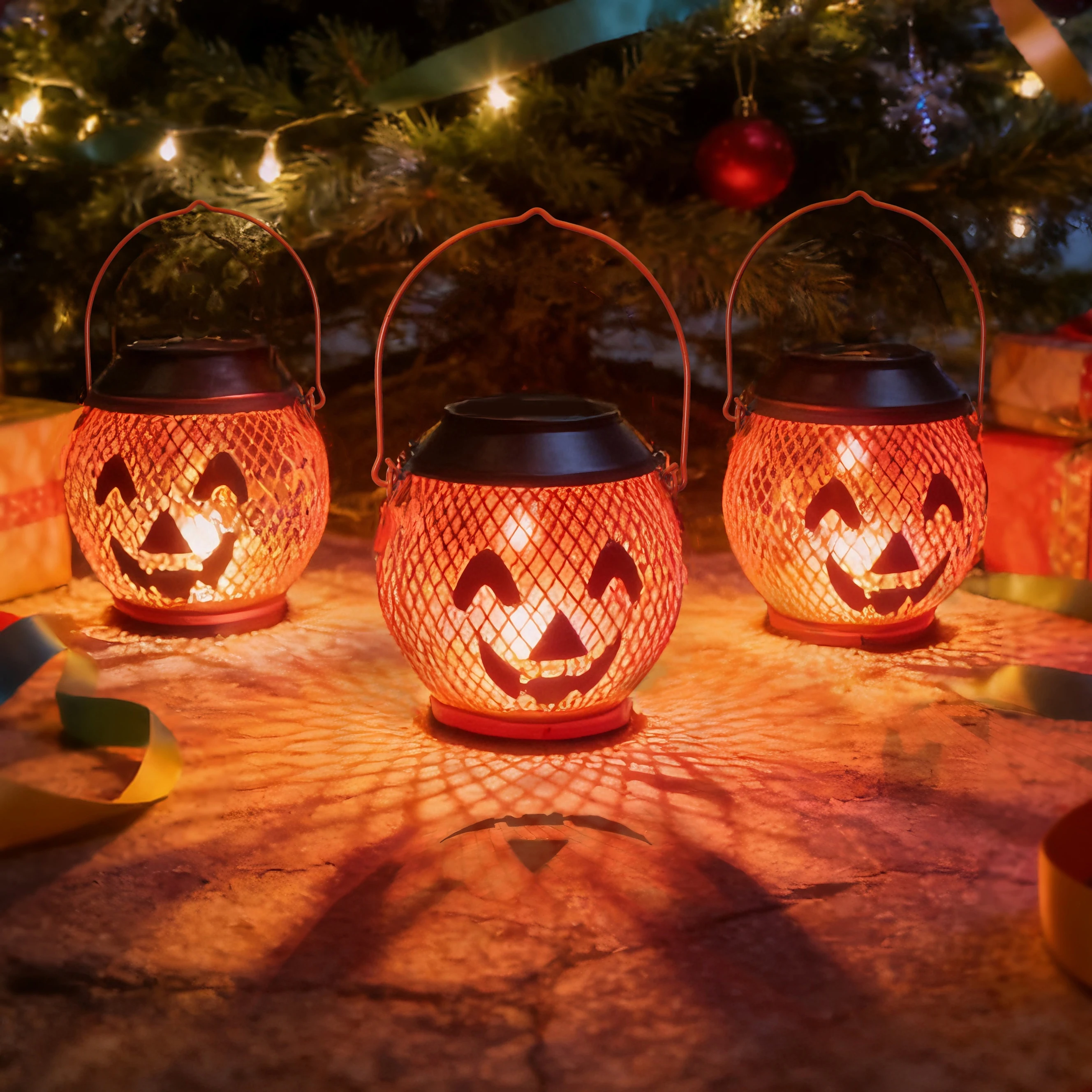 Halloween devil smiling face solar charging pumpkin lantern can be hung, handheld dual-use courtyard lawn decoration lamp