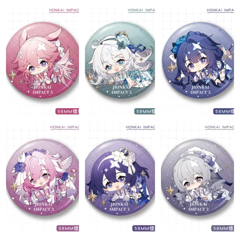 Hot Anime Honkai Impact 3 Figures Yae Sakura Kiana Kaslana Cosplay Cute Cartoon Metal Badge Kawaii Bag Pins Fans Christmas Gifts