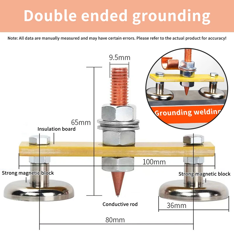 1 Set Metal Double Head Style Metalworking Magnet Head Magnetic Ground Clamp Metal Plate Welding Support Tool Accessories