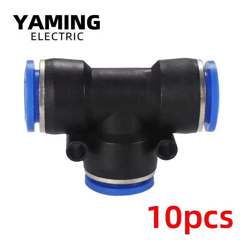10pcs PE Pneumatic Fittings For 4mm 6mm 8mm 10mm Tee Tube Fitting Plastic T Type 3-way Quick Connector Slip Lock 3 Way T-shaped