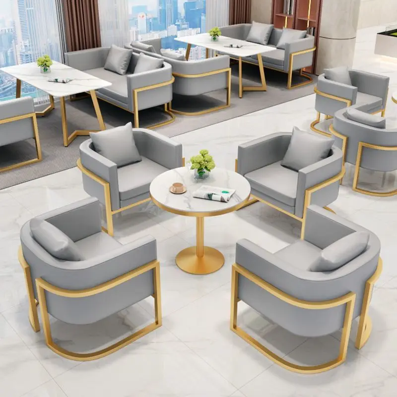 custom. [Light Luxury Texture] Simple Café Negotiation Table and Chairs Sales Office Reception Rest Area Reception Sofa Receptio