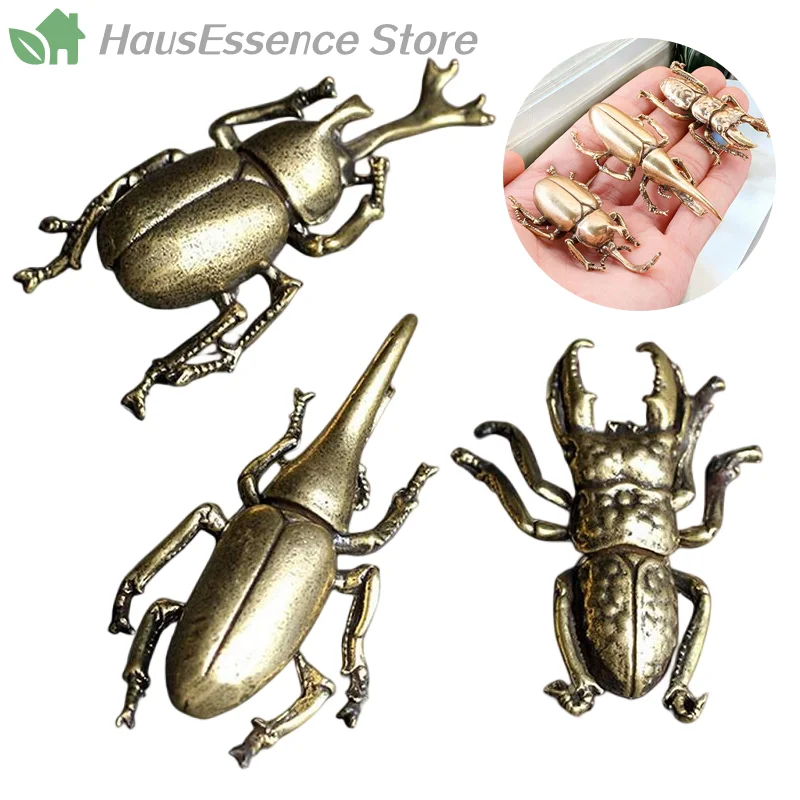 ※Available Beetles Miniature Figurine Small Desk Decoration Vintage Copper  Tea Pets Ornament Home Decor Accessory