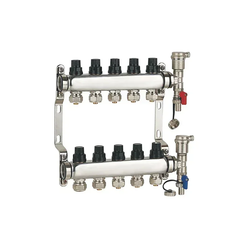 Kit de colector de calefacción de suelo de acero inoxidable para circulación de calefacción radiante, incluidos adaptadores de latón de 3/4 "* Φ16 mm y 3/4" * Φ20 mm