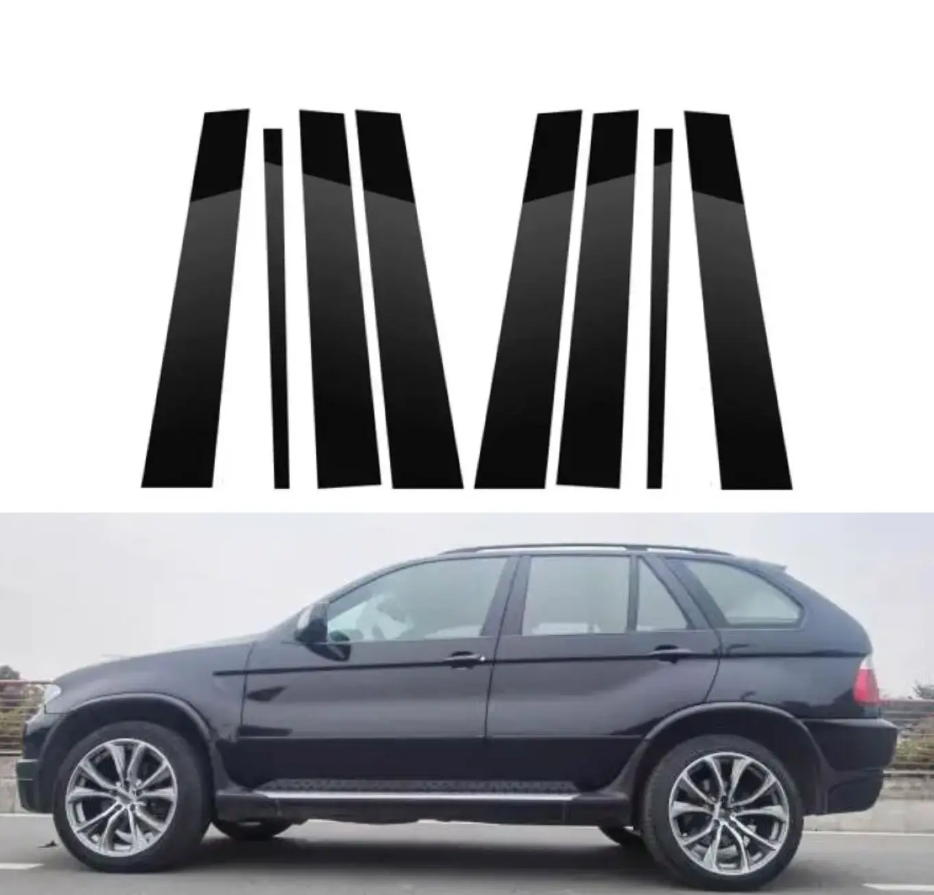 

For BMW X5 E53 2000 2001 2002 2003 2004 2005 2006 Car Door Window Pillar Posts Trim Covers Sticker