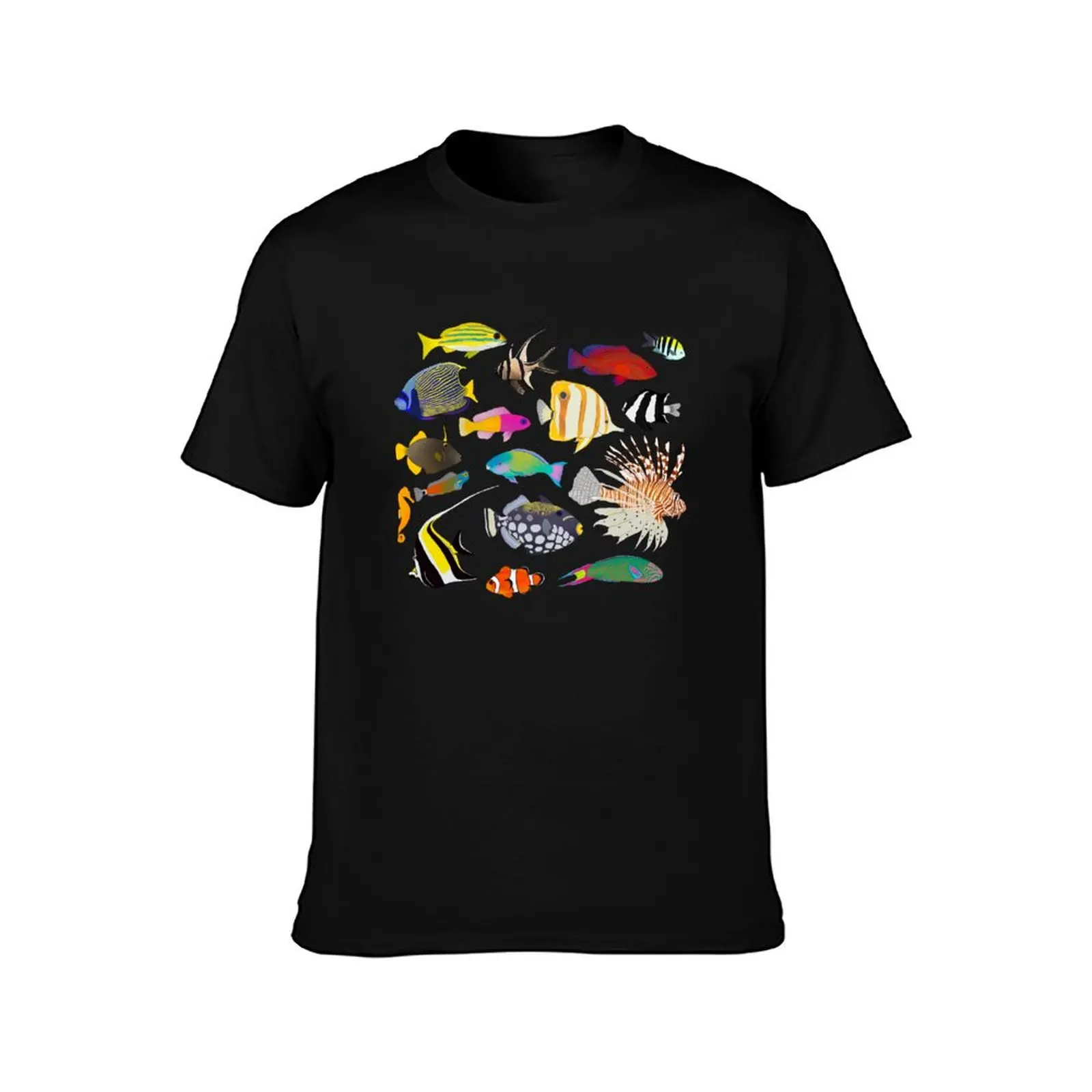 Coral Reef Fishes (Dark) T-Shirt Plus Size Summer Casual T-Shirt