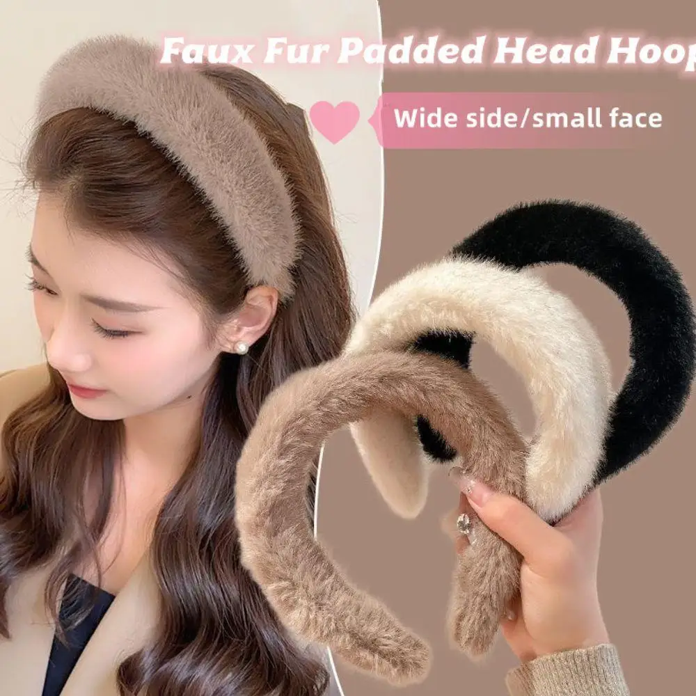 

Лидер продаж, плюшевые обручи из искусственного меха с лисьими кошачьими ушками для женщин и девочек, простая однотонная повязка для волос, повязка на голову, обруч из утолщенного меха норки