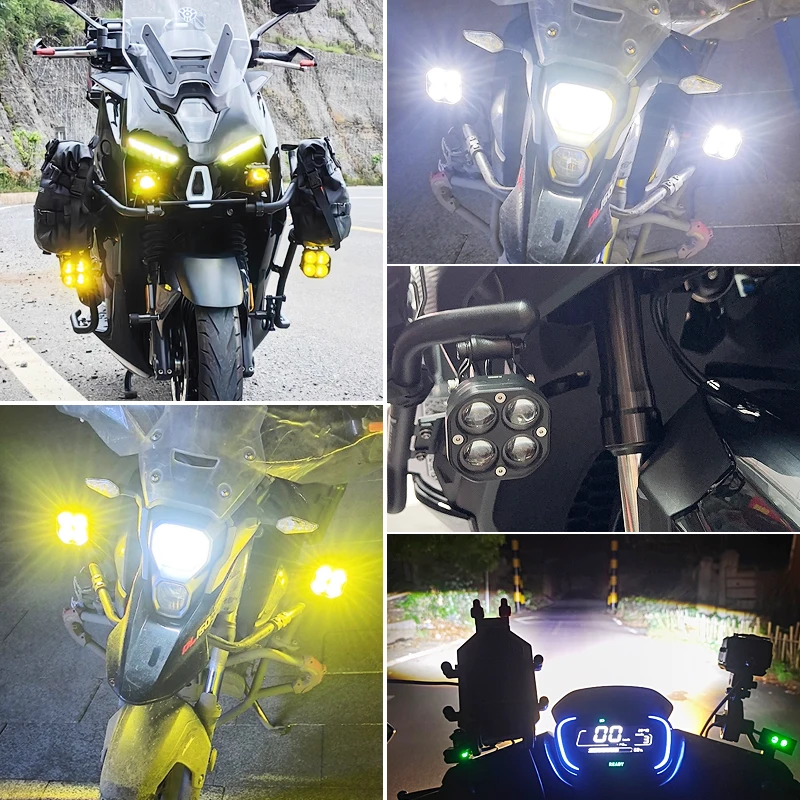 80W Motorcycle Led Spotlight High/low beams Fog Light Auxiliary Light for BMW R1200GS R1250GS ADV YAMAHA Tenere 700 TRACER 900